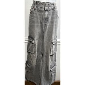 GARAGE Denim Cargo Jeans Womens 11/30 Fits (34x32) Gray Baggy Loose Grunge Y2K